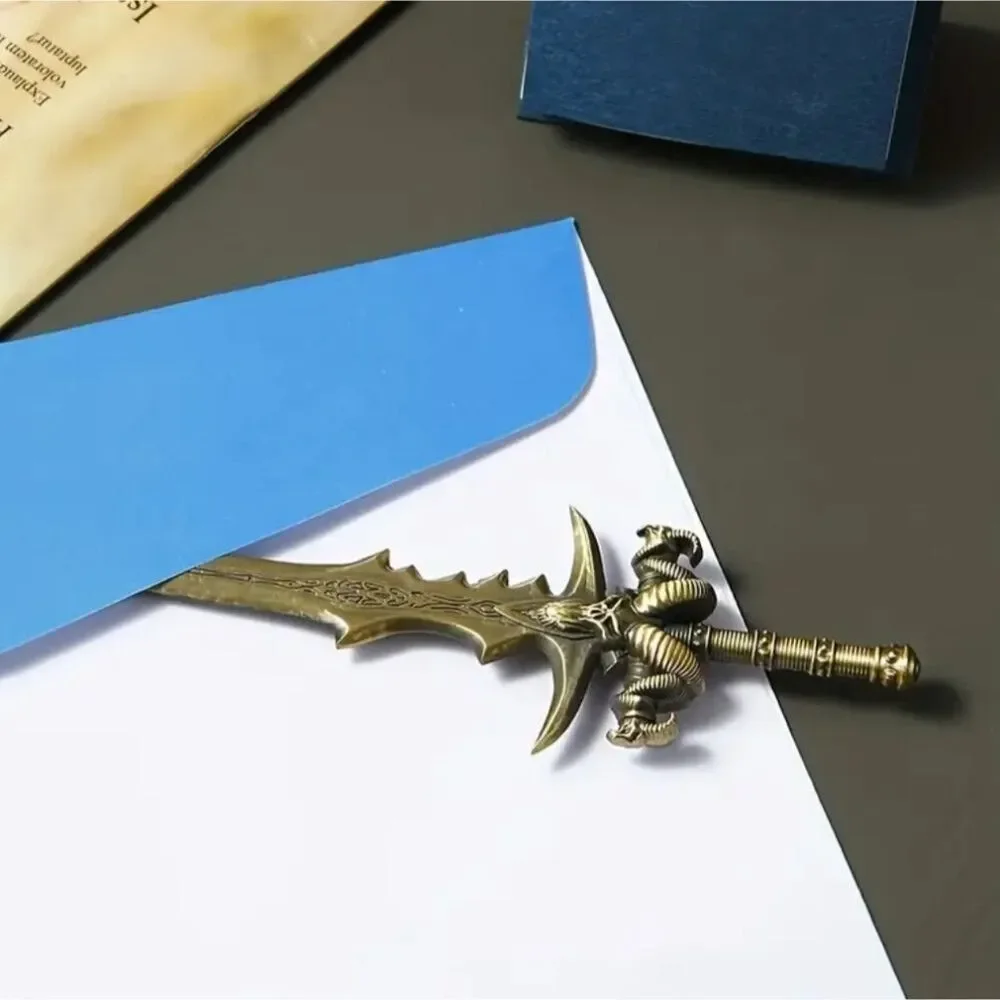 Bronze sword letter opener ram head dagger stationary